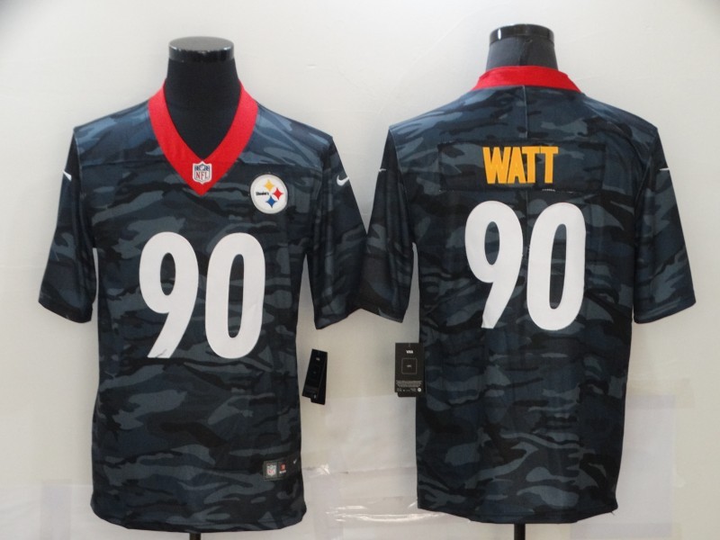 Men's Pittsburgh Steelers T.J. Watt #90 Gray Camouflage Jersey
